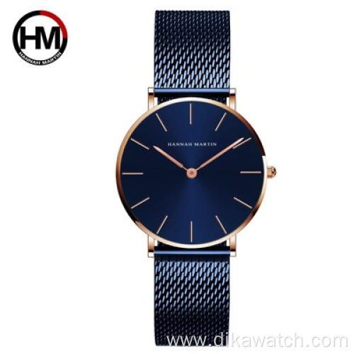 Women Watch Japan Quartz Movement Simple Waterproof Rose Gold Stainless Steel Mesh Hannah Martin 36 Ladies watches